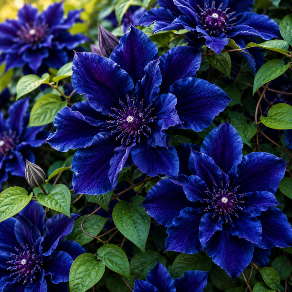 Clematis "Cerulean Battle" la Ghiveci