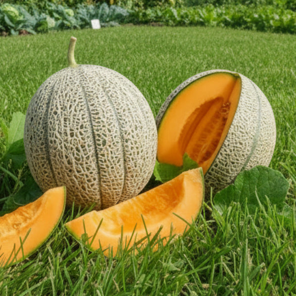 Semințe de pepene galben Hales Best Jumbo 2g – soi cantalup foarte dulce, aromat și productiv. Ideal pentru grădină și solar.