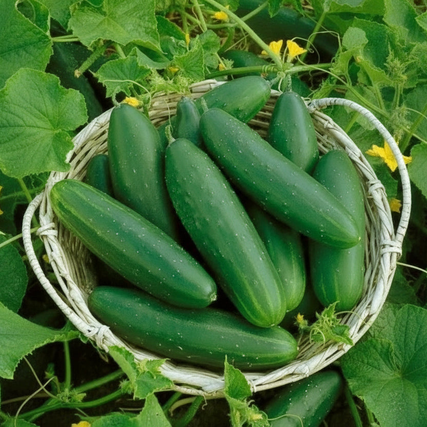 Semințe de Castraveți Marketmore – 3 g. Soi productiv, gustos și rezistent la boli, ideal pentru grădină sau solar. Recoltă bogată și fructe crocante.