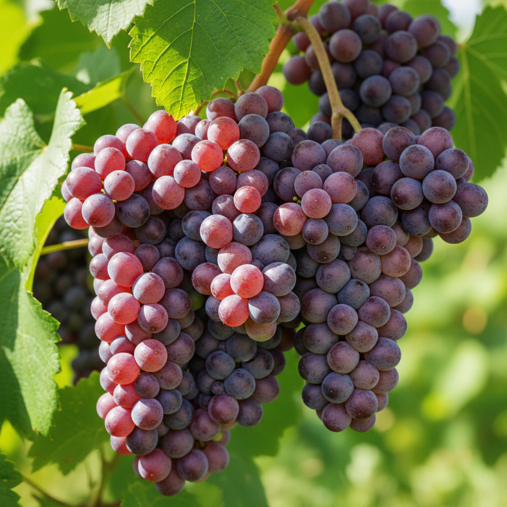 Viță de vie altoită Red Globe cu struguri roșii mari, aspect comercial și productivitate ridicată